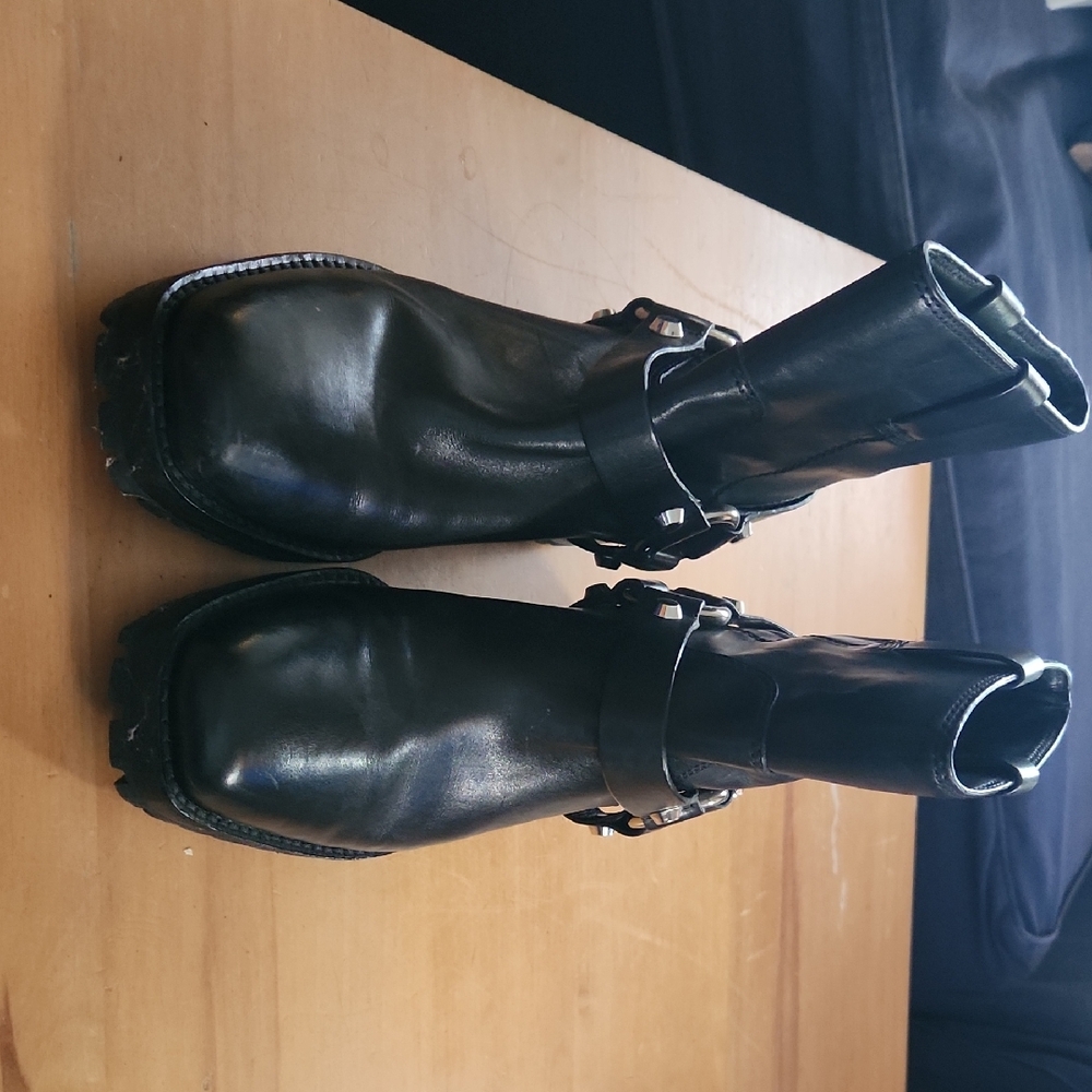 Michael Kors Black Leather Combat Boots